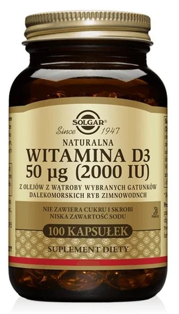 Solgar Naturalna Witamina D3 25 µg kapsułki 