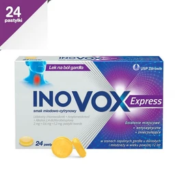 Inovox Express smak miodowo-cytrynowy 2 mg + 0,6 mg + 1,2 mg pastylki twarde 