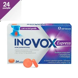 Inovox Express smak pomarańczowy 2 mg + 0,6 mg + 1,2 mg pastylki twarde 