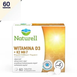 Naturell Witamina D3 + K2 MK-7 50 µg+75 µg tabletki do rozgr. i żucia 