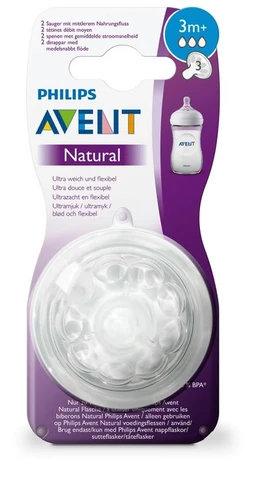 Philips Avent Natural, smoczek na butelkę o średnim wypływie 3m+ SCF043/27 