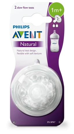 Philips Avent Natural, smoczek na butelkę o wolny wypływie 1m+ SCF042/27 