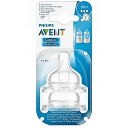 Avent Classic+, smoczek antykolkowy na butelkę o średnim przepływie 3m+ SCF633/27 