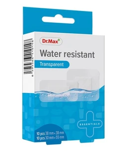 Plastry Water Resistant Transparent Dr.Max, plastry wodoodporne 30 mm x 38 mm, 10 sztuk + 30 mm x 55 mm 