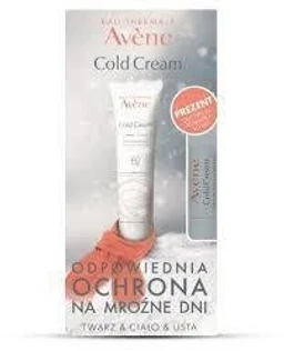 Avene Cold Cream, krem nawilżający ochronny do skóry suchej + pomadka odżywcza do ust 