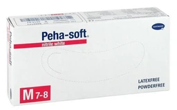 Peha-Soft Nitrile , rękawiczki diagnostyczne nitrylowe bezpudrowe, białe, rozmiar M 