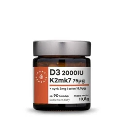 Aura Herbals D3 2000 IU K2mk7 75 µg + cynk 3 mg i selen 16,5 µg tabletki 