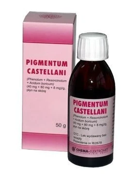 Pigmentum Castellani (40 mg + 80 mg + 8 mg)/g płyn na skórę 