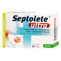 Septolete ultra 3 mg+1 mg pastylki twarde o smaku cytryny i czarnego bzu 