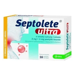 Septolete ultra 3 mg+1 mg pastylki twarde o smaku cytryny i miodu 