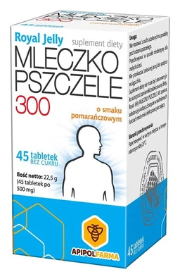 Mleczko pszczele Royal Jelly 300 300 mg tabletki do ssania o smaku pomarańczowym 