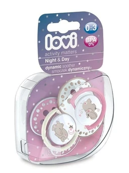 Lovi Night&Day Girl Hippo, smoczek silikonowy dynamiczny 0-3m 