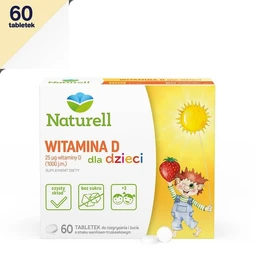 Naturell Witamina D dla dzieci 25 µg tabletki do rozgr. i żucia o smaku waniliowo-truskawkowym 