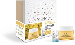 Vichy Zestaw Neovadiol Po Menopauzie, odbudowujący krem na dzień z odżywczymi kwasami Omega 3-6-9, 50 ml + produkt do demakijażu twarzy i oczu 3 w 1,?100 ml + booster wzmacniająco-nawilżający z kwasem hialuronowym, 10 ml 