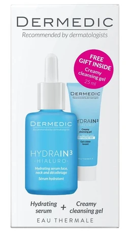 Dermedic Hydrain 3 Hialuro Zestaw, serum nawadniające, 30 ml + kremowy żel do mycia 