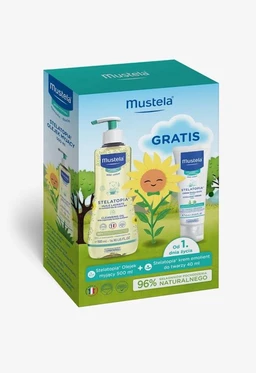 Mustela Stelatopia Zestaw Eko Maluch, olejek myjący + krem emolient do twarzy 