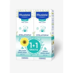 Mustela Stelatopia Zestaw, balsam emolient + krem emolient do twarzy 