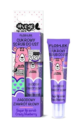 Floslek Vege Lip Care, cukrowy scrub do ust jagodowy zawrót głowy 