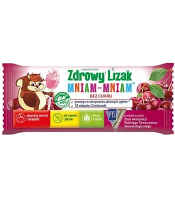 Zdrowy Lizak Mniam-mniam 12 witamin i 2 minerały o smaku wiśniowym 