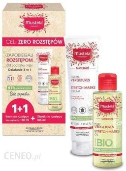 Mustela Zestaw Maternite: Krem na rozstępy bez zapachu + Olejek na rozstępy gratis 