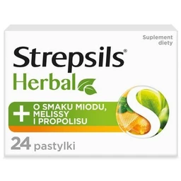 Strepsils Herbal o smaku miodu, melisy i propolisu pastylki twarde o smaku miodowym 