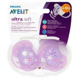 Philips Avent Ultra Soft, smoczek uspokajający Girl Deco 6-18 m SCF227/22 