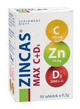 Zincas MAX C+D3 100 mg+15 mg+50 µg tabletki 