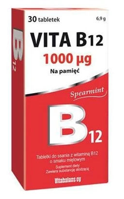 Vita B12 1000 µg tabletki do ssania o smaku miętowym 