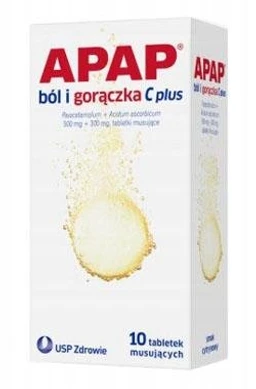 Apap ból i gorączka C plus 500 mg + 300 mg tabletki musujące 