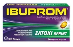 Ibuprom Zatoki Sprint 200 mg + 30 mg kapsułki miękkie 