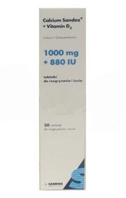 Calcium Sandoz + Vitamin D3 1000 mg+880 j.m. tabletki do rozgr. i żucia 