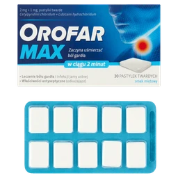 Orofar Max 2 mg + 1 mg pastylki twarde 