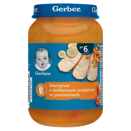 Gerber obiadek delikatny indyk w pomidorach dla niemowląt po 6 miesiącu 