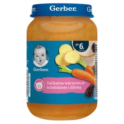 Gerber obiadek schabik ze śliwką w warzywach dla dzieci powyżej 6 miesiąca życia 