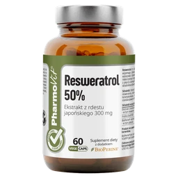 Resweratrol 50% Clean Label 150 mg+2,85 mg kapsułki 