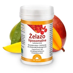 Dr. Jacob's Żelazo liposomalne 8 mg+16 mg+0,7 mg/porcję proszek o smaku mango 