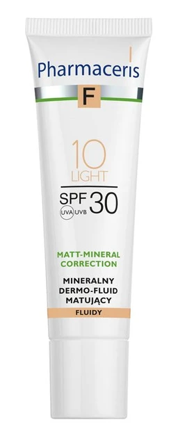 Pharmaceris F Matt-Mineral-Correction, mineralny dermo-fluid matujący, Spf 30, light 10 