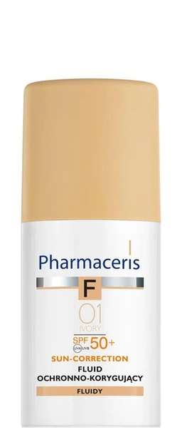 Pharmaceris F Fluid ochronno-korygujący łagodzący podrażnienia 01 Ivory / SPF 50+ 