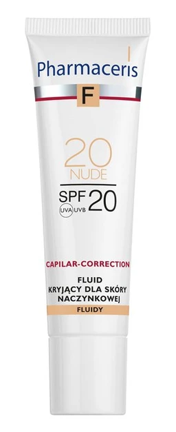 Pharmaceris F Capilar-Correction, fluid kryjący do skóry naczynkowej 20 Nude SPF 20 