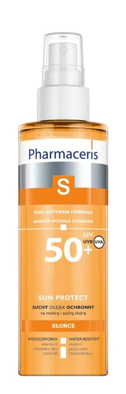 Pharmaceris S, suchy olejek ochronny na mokrą i suchą skórę SPF50+ 