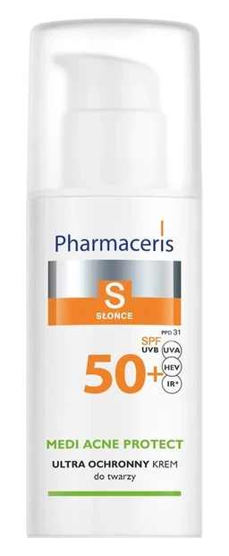 Pharmaceris S Medi Acne Protect, ultra ochronny krem-żel dla skóry trądzikowej, mieszanej i tłustej, SPF 50+ 