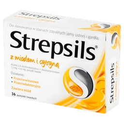 Strepsils z miodem i cytryną 1,2 mg + 0,6 mg pastylki twarde 