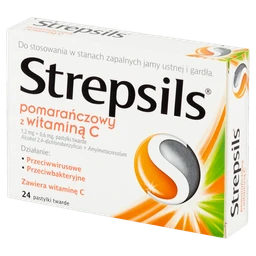 Strepsils pomarańczowy z witaminą C 1,2 mg + 0,6 mg pastylki twarde 