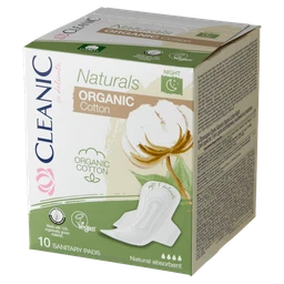 Cleanic Naturals Organic Cotton Night, podpaski higieniczne ze skrzydełkami 