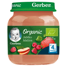 Gerber Organic deser jabłko i malina dla niemowląt powyżej 4 miesiąca 