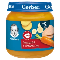 Gerber obiadek jarzynki z cielęcinką dla niemowląt po 5 miesiącu życia 