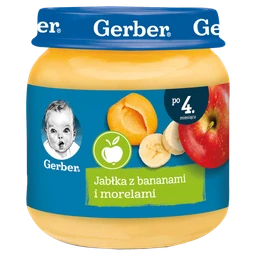 Gerber 4m Deser jabłka z morelami i bananami mus 