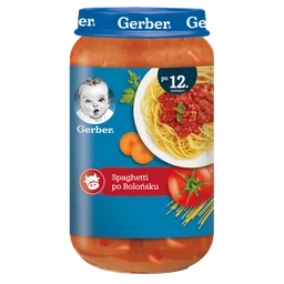 Gerber obiadek spaghetti po bolońsku dla niemowląt powyżej 12 miesiąca życia 