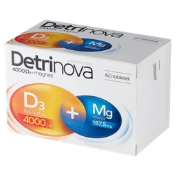 Detrinova 4000 D3 + magnez tabletki 187,5 mg+1,4 mg+100 µg 