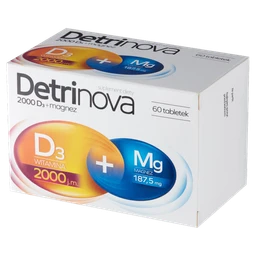 Detrinova 2000 D3 + magnez 187,5 mg+1,4 mg+50 µg tabletki 